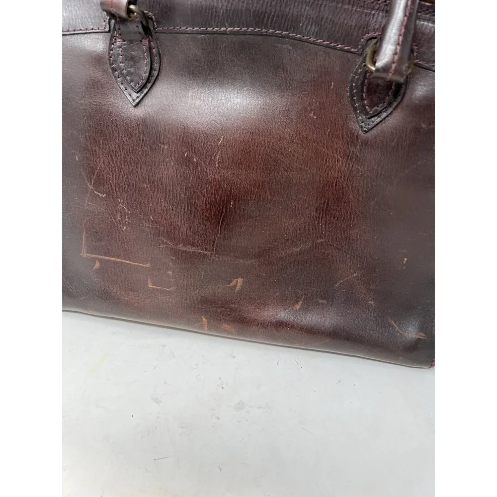 Sandast Sac De Jour Travel Business Bag leather Rare Brown Patina Briefcase